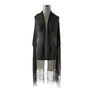 Scarf With Sequin Fringe KENNETH COLE Reaction Black Sheer Scarf Shawl Wrap